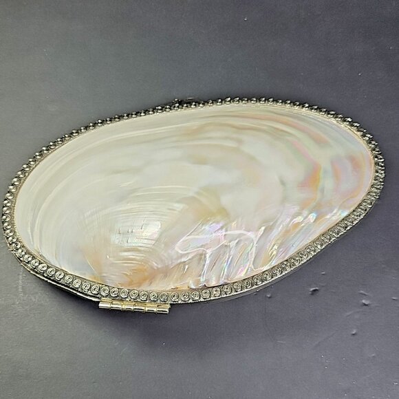 9 Inch Large Mother Of Pearl Trinket Or Jewelry Box WOW! Stunning And Gorgeous - Picture 11 of 16